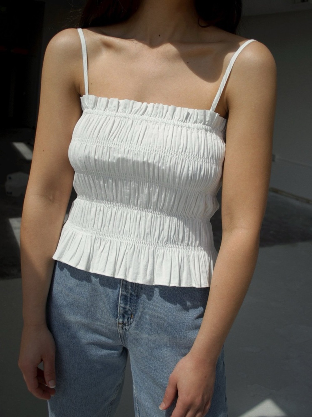 LAUDE Smocked Ruffle Top XS